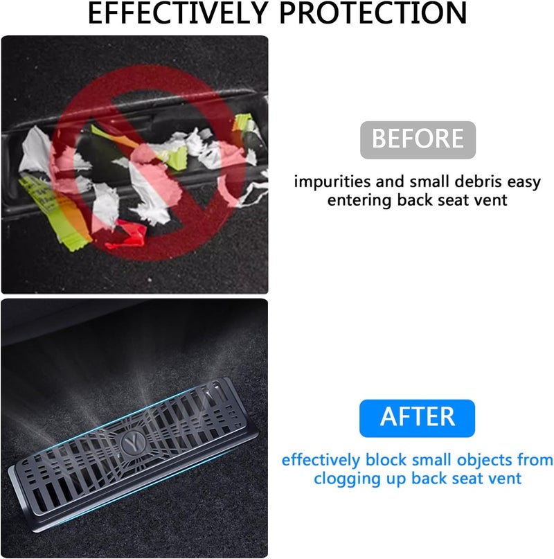 Arcoche Model Y Juniper Rear seat lower air outlet protective cover Air Flow Vent Grille Protection Rear Under Seat Air Condition Outlet Protector for 2025-2026 Tesla Model Y Juniper Accessories - Image 2
